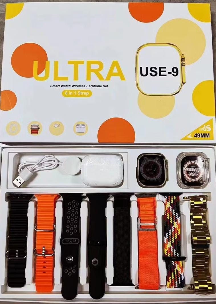 Smart Watch Ultra U.S.E | 9 8 in 1 Strap with Free Airpods