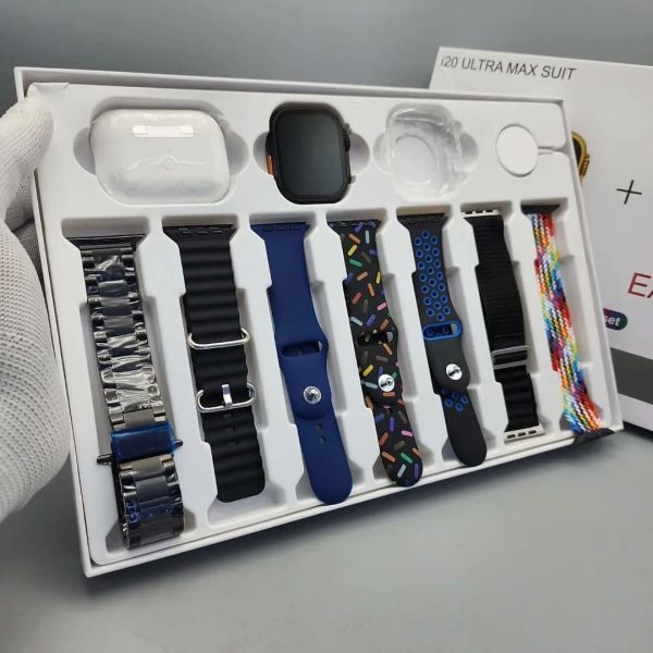 I20 Pro Max Smart Watch + Free Earbuds (7in 1 straps)