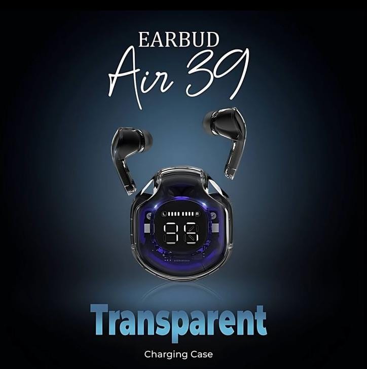 Air 39 Transparent  Earbuds – Touch Control, 7H Playtime, LED Display