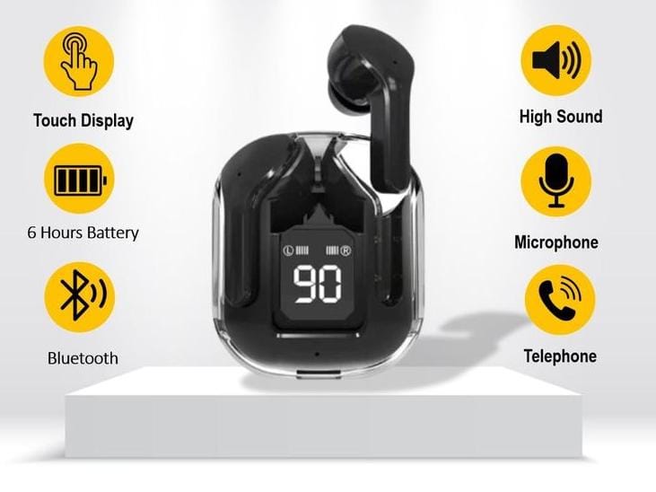 Air31 Earbuds Wireless | Crystal Transparent | LED Digital Display Airpods