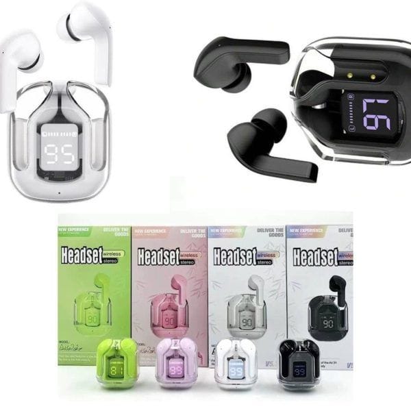 Air31 Earbuds Wireless | Crystal Transparent | LED Digital Display Airpods