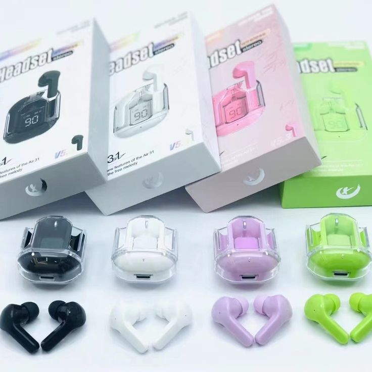 Air31 Earbuds Wireless | Crystal Transparent | LED Digital Display Airpods