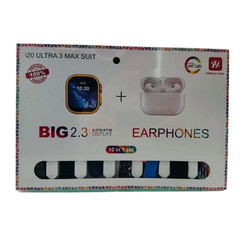 I20 Pro Max Smart Watch + Free Earbuds (7in 1 straps)